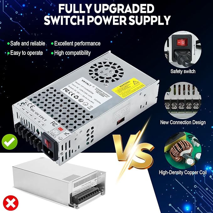 VAYALT DC 18V 33.3A 600W Switching Power Supply, 110V/220 V Power Supply AC to DC Converter, Universal Regulated Switching,18V Power Supply for CCTV Camera System,3D Printer,Led Strip,Computer Project