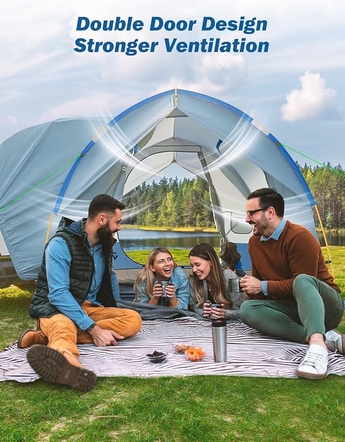 JOYTUTUS SUV Tent for Camping with Rainfly, Double Door Design Car Tent with Aluminum Poles, SUV Tailgate Tent with Waterproof PU2000mm Double Layer for 4-8 Person, Blue