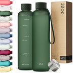 KIVY Slim Water Bottle 32oz [Lightweight & Shatterproof] Fits Backpack & Cupholder for Travel, Sports, School, Gym - Dark green water bottle no straw - Gym water bottle screw top - Dishwasher Safe