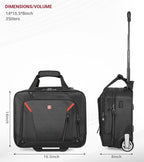 star cloud Rigid Frame Rolling Laptop Bag 18"×14"×8", Water-Resistant Rolling Briefcase with Wheels, Business Travel Computer Bag, Underseat Carry on Luggage for Men & Women