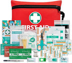General Medi Mini First Aid Kit, 110 Piece Small First Aid Kit - Includes Emergency Foil Blanket, Scissors for Travel, Home, Office, Vehicle, Camping, Workplace & Outdoor (Red)