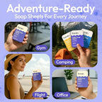 FOMIN - Antibacterial Paper Soap Sheets Tin for Traveling - 300 Variety (Unscented, Lemon, Lavender) Portable Travel Hand Soap Sheets, Dissolvable Mini Camping Hand Soap for Hand Washing and Camping