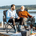 Oversized Folding Camping Chair for Adults - 450lbs Support - Heavy Duty Portable Lawn Chairs with Side Pocket Cup Holder Cooler Bag for Sports Garden Beach Fishing, Black 2 Pack