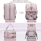 PIJUSHI Travel Backpack for Women Carry on Luggage Backpack Flight Approved Convertible Duffle Bag Fit 16 Inch Laptop(PE037 Light Purple)