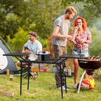 CDEN Camping Table, Campact Table, Folding Portable Tables, Tailgate Tables, with Side Table, 4 Side Shelves, mesh net, for Camping, Picnic, BBQ