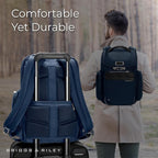 Briggs & Riley Medium Widemouth Backpack for Women & Men - Laptop Backpack, For Work & Travel, Lightweight & Durable, Padded Straps, Fits up to 15" Laptop - @work Collection, Navy