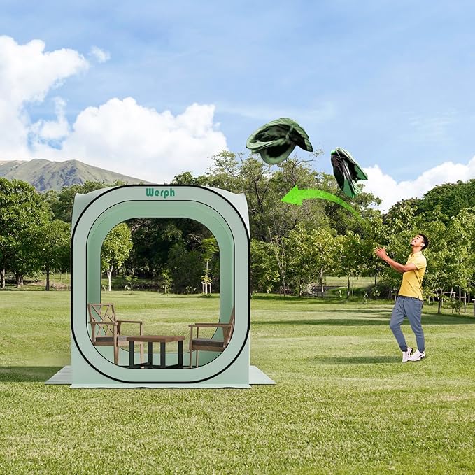 Pop Up Tent，Portable Canopy Tent with Mesh Mosquito Net, Screen House Room Canopy Shade Screen 6 x 6 FT with Carry Bag for Patio, Backyard, Sports & Outdoors Activities, Green