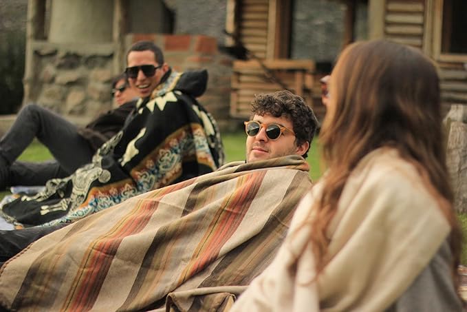 Alpaca Wool Blanket - Queen Size Bed - Alpaca Throw - Best Gift & Warm, Lightweight, Couch or Camp - Outdoor - 87 x 64 Inches (Brown)