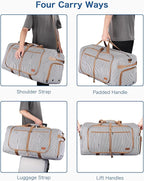 80L Large Duffle Bag for Travel, 26” Travel Duffel Bag with Shoe Compartment, Foldable Collapsible Overnight Bag Gym Bag Weekender Bags for Men Women, Water & Tear Resistant (Stripe, 80L)
