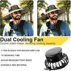 Outdoor Wide Brim Sun Hat with 2 Solar Fan for Men Women UPF50+ Outdoor Hiking Sun Protection Bucket Fishing&Cycling Hat