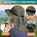 SUN CUBE Sun Hat for Men, Wide Brim Fishing Hat Neck Flap Cover Men, Women, Hiking, Camping, Sun Protection UV, Gardening