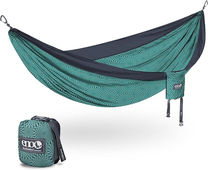 ENO DoubleNest Hammock - Lightweight, Portable, 1 to 2 Person Hammock - for Camping, Hiking, Backpacking, Travel, a Festival, or The Beach - Optical Illusion/Charcoal