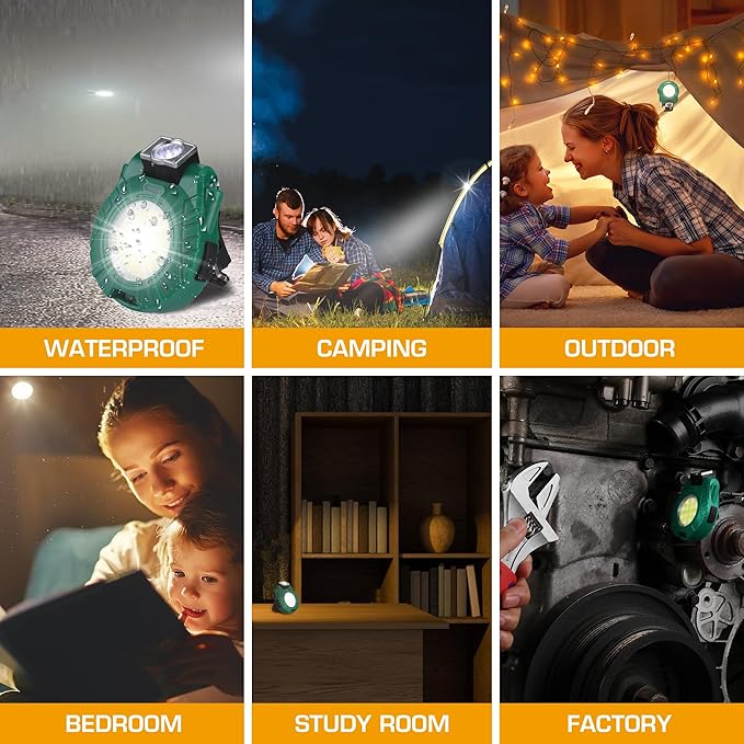 EverBrite COB Keychain Work Light, Mini Rechargeable Magnetic Keychain Light with Sensor Mode, Multifunctional Small Keychain Flashlights, Portable, Waterproof - for Camping, Hiking, 6 Modes, Green