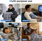 3 in 1 Travel Pillow Blanket Set with Removable Flannel Blanket Throw,Hand Warmer Pockets,Pillow (Color6, 50in*60in)