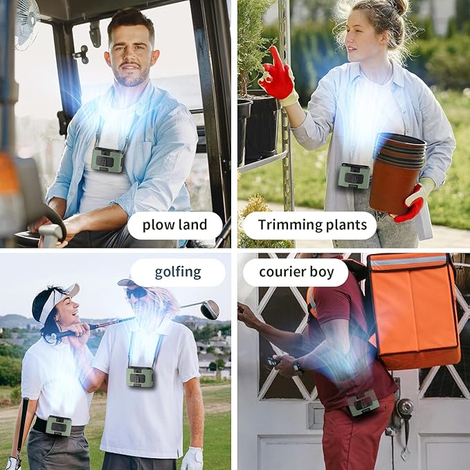 Socool 20000mAh Portable Waist Fan Clip on Wearable Belt Personal Fans Rechargeable Battery Operated, 40H Cooling Fan with 10 Speeds & Dual Motors, Neck Fans Hanging Hands-Free for Outdoor Travel
