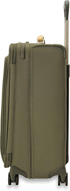 Briggs & Riley 26" Medium Expandable Spinner - Checked Luggage for Travel, Suitcases with Wheels, Softside Rolling Bag for Men & Women, Self-Repairing Zipper - Baseline Collection, Olive