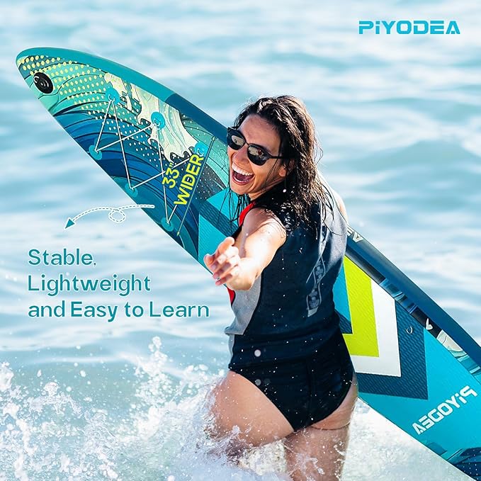 Paddle Boards for Adults, 10'6"/11"/11'6" Inflatable Paddle Board, Super Non Slip Eva, Stand Up Paddle Board with Removable Fins, Adjustable Paddle, Pump, Shoulder Strap, Leash, Standing Boat