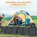Portable Solar Panel – 60W Foldable Solar Panels with 5V USB and 18V DC for Camping,Cell Phone,Tablet and 5-18V Devices – Compatible with Solar Generators Power Stations