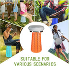 Deer's Life Portable Collapsible Stool with Cushion Pad, Retractable Folding Telescopic Camping Seat for Adults, Small Lightweight Sturdy Adjustable Stools for Travel,Kitchen,Garden,Fishing