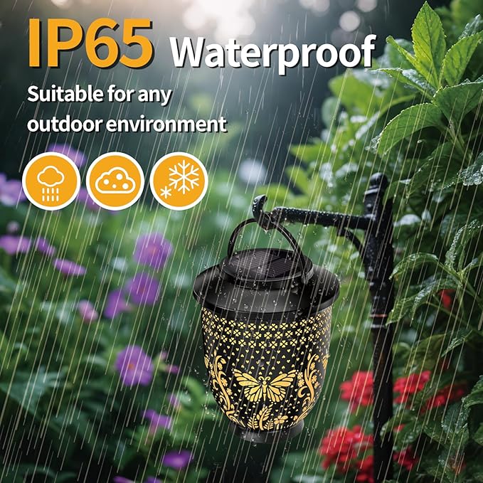 Butterfly Solar Lantern Outdoor Waterproof - Hanging Solar Lights Decorative Gifts for Women Mom, for Garden Decor, Backyard, Patio, Yard, Lawn, Porch (Butterfly)