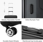 Kono 3 Piece Luggage Sets Expandable(only 28") Lightweight with Spinner Wheels TSA Lock Hardside Travel Rolling Suitcases 20in 24in 28in Carry on Black