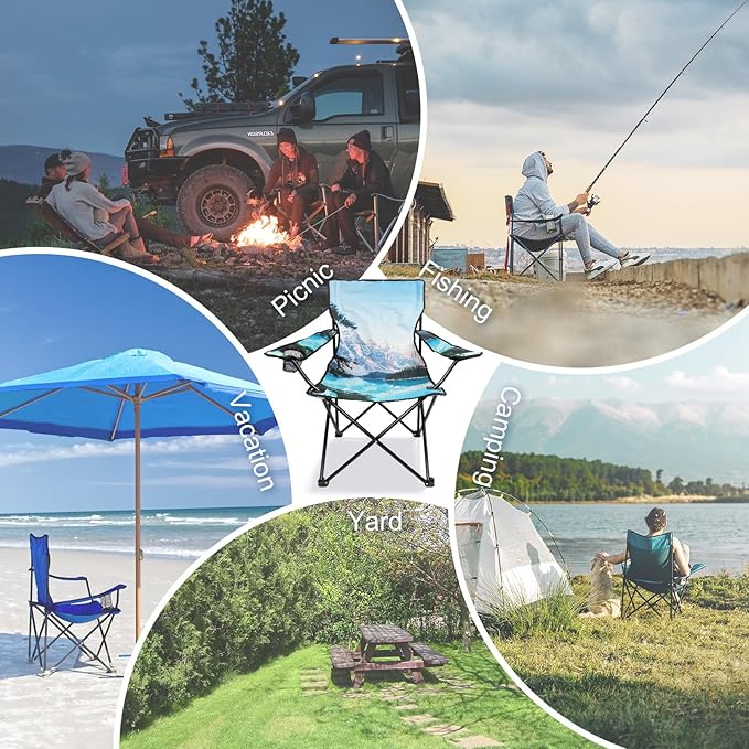 Northroad Camping Chair Portable Camp Chair, Folding Lawn Chair with Cup Holder for Outdoor Camping, Hiking, Travel, Patio, Beach, Picnics