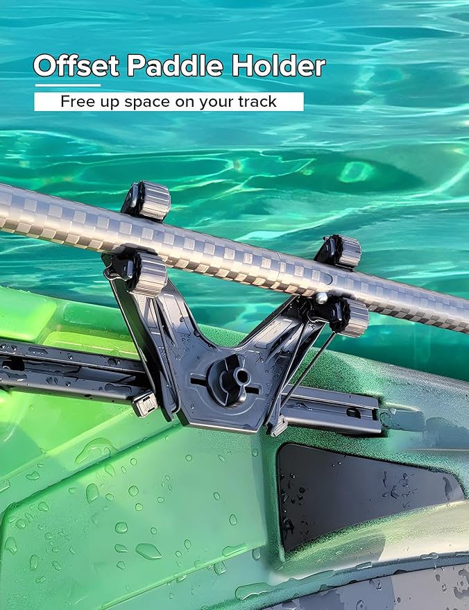 Kayak Paddle Holder, Kayak Accessories for Fishing, Dual Head Kayak Track Mount Accessories, Offset Paddle Holder for Kayaking, Kayak Rail Accessories