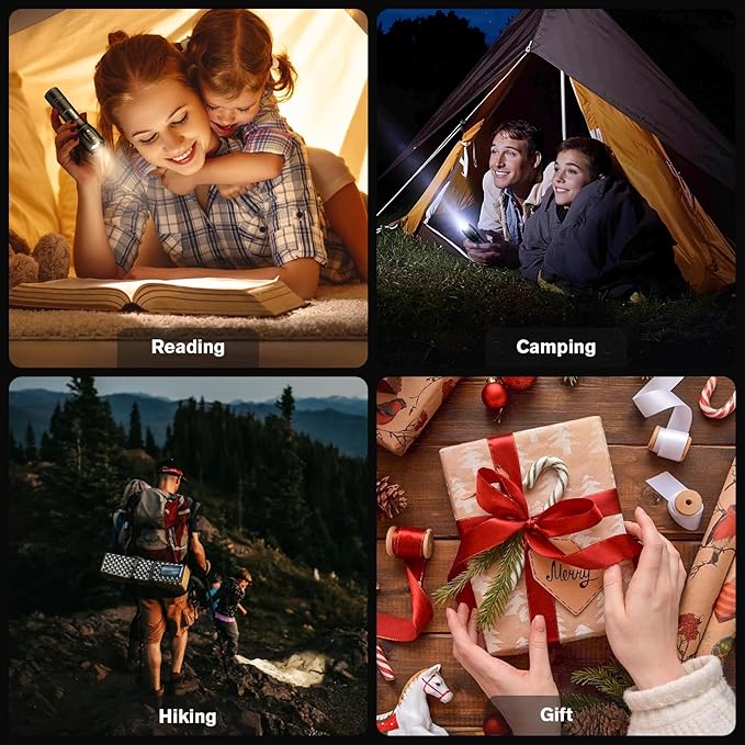 RECHOO LED Flashlight 6 Pack, Tactical Flashlights High Lumens with 3 Modes, Pocket Small Flash Light, Waterproof Zoomable Flashlights for Home Emergency, Camping Essentials (Battery Included)