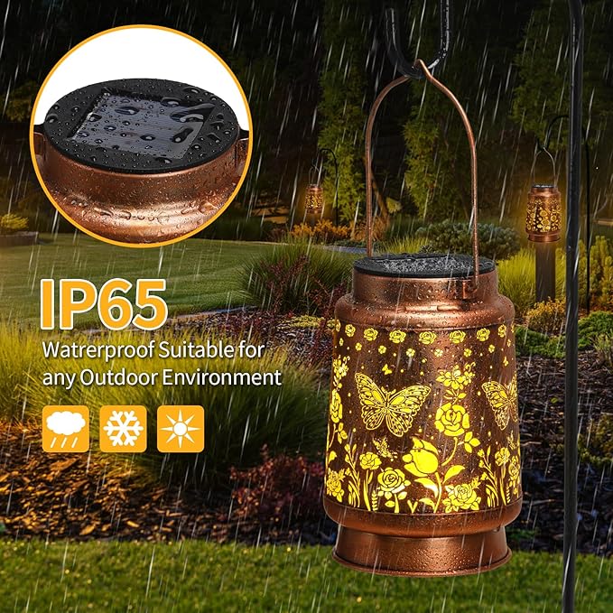 Solar Lanterns Outdoor Waterproof Garden Decor Mothers Day Gifts for Mom Women Birthday Gifts Ideas Metal Bird Decorative LED for Patio Pathway Landscape Walkway Terrace Balcony Lawn Yard (Butterfly)