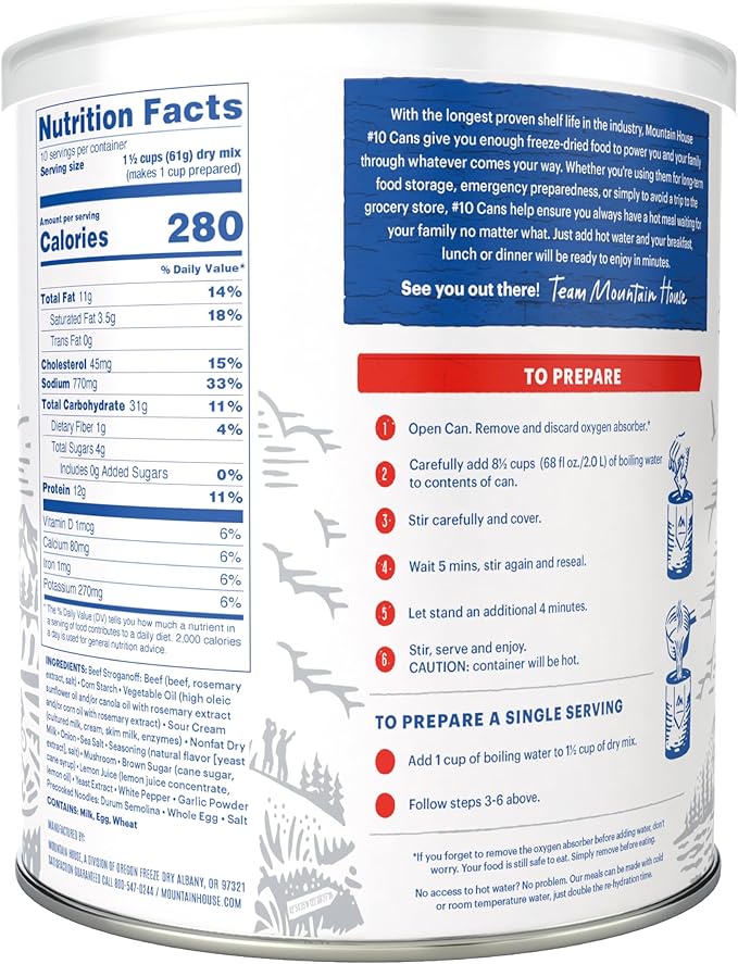 Mountain House Beef Stroganoff with Noodles #10 Can Freeze Dried Survival & Emergency Food 10 Servings