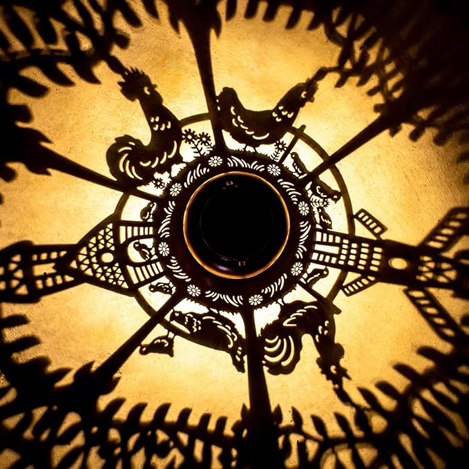 Chicken Solar Lanterns Outdoor Waterproof,Hanging Solar Lights Chicken Gifts for Women Men Metal LED Decorative Light for Yard,Patio,Lawn,Tabletop,Pathway,Landscape,Garden Decor