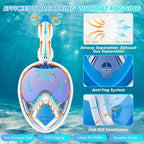 Devilfish Full Face Snorkel Mask Adults, Dry Top System Snorkeling Set with Foldable Sunglasses, 180 Degree Panoramic View Snorkel Gear, Scuba Diving Masks Anti-Leak & Anti-Fog