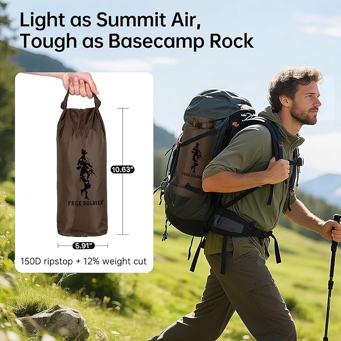 FREE SOLDIER Camping Tarp Waterproof Portable Multifunctional Outdoor Traveling Awning Backpacking Shelter Rain Tarp (Taupe 10×10.5ft)