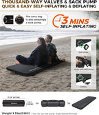 KingCamp Self Inflating Sleeping Pad, R 7.9 Air & Foam Sleeping Pad for Camping All Seasons, 3" Thick Single Camping Mattress for Camp Tent Outdoor Car, PVC Free (Black)