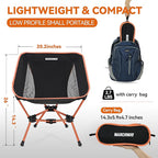 MARCHWAY Lightweight Folding Camping Chair, Portable Foldable Compact for Outdoor Camp, Travel, Beach, Picnic, Festival, Hiking, Backpacking, Supports 330Lbs (Orange)