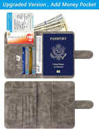 Passport Holder Cover Wallet RFID Blocking Leather Card Case Travel Accessories for Women Men (Grey)
