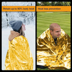 5-Pack Emergency Mylar Thermal Blankets, 82"x62" Space Blankets Foil Blanket, XL Camping Blanket for Outdoors, Hiking, Survival kit, Bug Out Bag，Marathons or First Aid, Golden