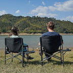 TIMBER RIDGE Aluminum Oversized Camping Chair, Lightweight Portable Directors Chair with Side Table Detachable Side Pocket for Outdoor Camping, Lawn, Picnic, Support 400lbs Black 2 Pack