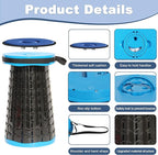 ALEVMOOM 2025 Upgraded XXL 19.7" Collapsible Stool with Cushion, 1000lbs Max Weight Heavy Duty Portable Telescoping Stool, Retractable Seat Folding Chair for Camping Fishing Hiking(Blue-XXL)