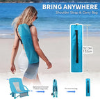 Beach Chairs for Adults 2 Pack,Heavy Duty Folding Low Back Camping Chairs w/Cooler Bag,Mesh Back,Cup Holder & Storage Bag,Compact Sling Chair for Lawn,Picnic,Travel,Blue