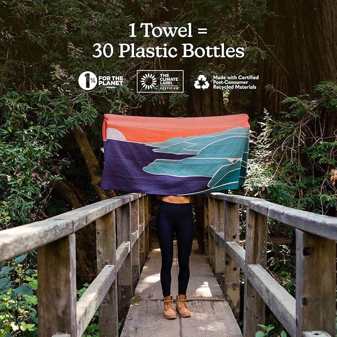 Nomadix Original Towel - Perfect for Beach, Pool, Travel, Camping, Yoga - Made with Recycled Materials - Super Absorbent - Sand Resistant - Big Sur - 72.5x30