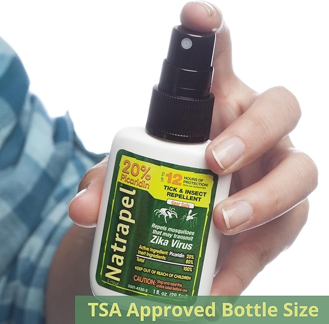 Natrapel Tick & Insect Repellent - Bug Spray with 20% Picaridin - Family Protection Against Mosquitoes, Ticks & More - Up to 12 Hours of Protection - 1 oz (4 Pack)