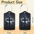 Cross Luggage Tags for Suitcase,3 Pack Luggage Tag Leather Privacy Cover ID Label with Stainless Steel Loop for Women Men