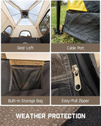 FanttikOutdoor Camping Tent 4/6/8/10 Person Instant Cabin Tent Setup in 60 Seconds with Rainfly & Windproof Portable with Carry Bag for Family Camping & Hiking