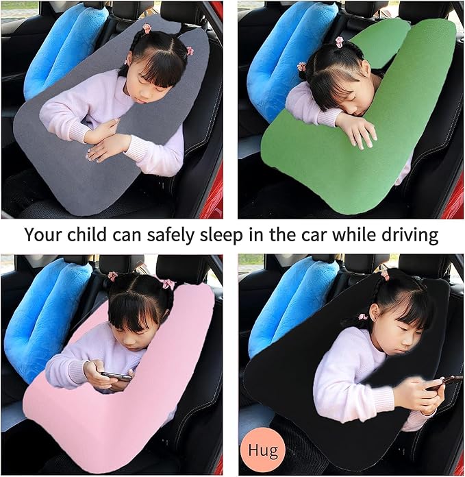 Travel Pillow Car Pillow Kid Car Sleeping The Sleeping Aid for Adults and Kids on Road Trips Sponge Kids Travel Pillow Provides Body and Head Support Black