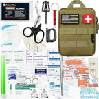 200 Pieces First Aid Kit IFAK Survival Kit Molle System Compatible Pouch, Emergency Kit Gift for Men, Dad, Husband, for Outdoor, Camping, Hunting, Hiking, Home, Earthquake, Disasters Tan