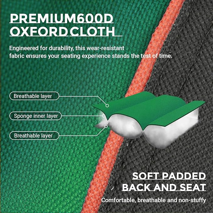 Overmont Oversized Folding Camping Chair - 450lbs Support with Padded Cushion Cooler Pockets - Heavy Duty Collapsible Chairs for Sports Garden Beach Fishing