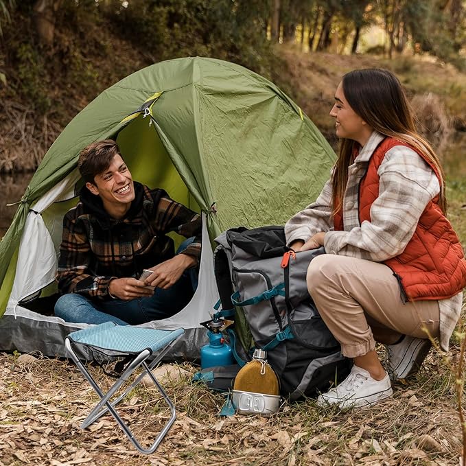 Folding Camping Stool, 16 Inch Tall Portable Folding Stool Aluminum Alloy Lightweight Stool Seat Red Foldable Stool with Carry Bag for Fishing Outdoor Camping Hiking and BBQ (Blue)
