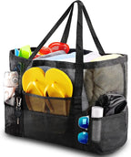 SRISE Mesh Beach Bag - Large Beach Tote Bag for Family Beach Bag for Toys & Vacation Essentials