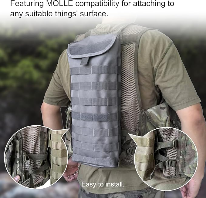 5L Hydration Pack, Water Backpack with 3L Water Bladder, MOLLE System for Outdoor Hiking, Biking, Running